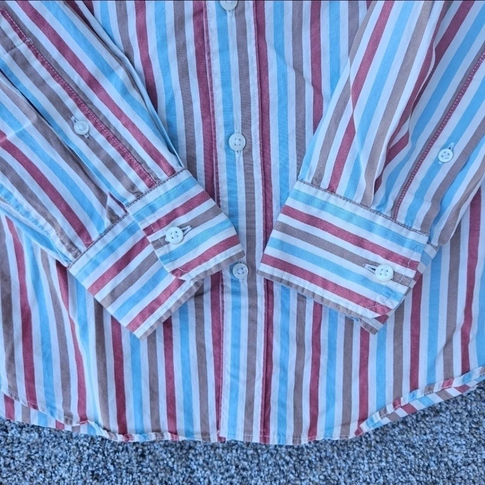J.Crew Untucked Slim Organic Cotton Stretch Secret Wash Poplin Striped Shirt S